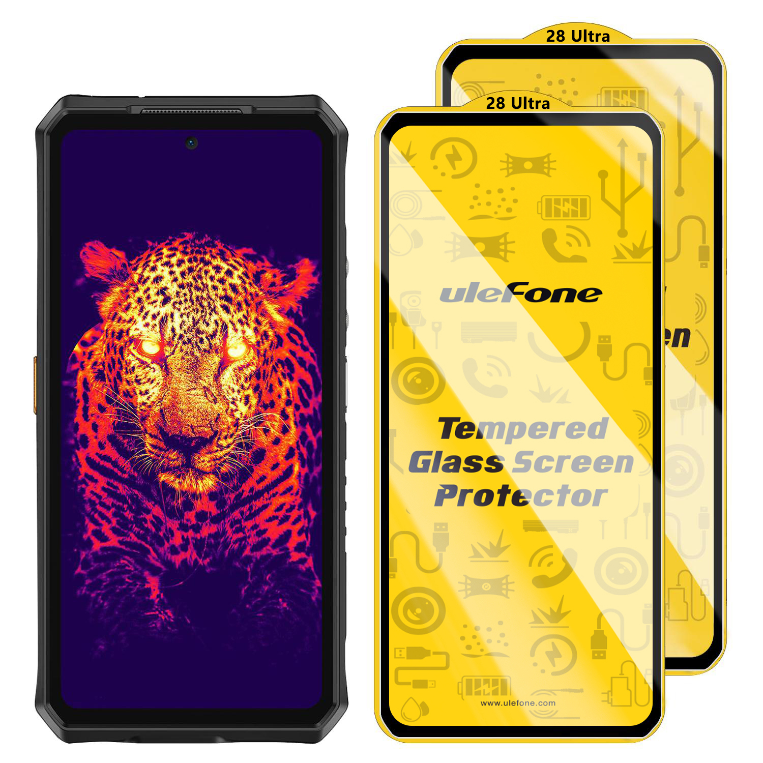 2 stuks/set ulefone armor 34 pro 27 26 25 24 23 22 mini 20 hd anti-vingerafdruk gehard glazen schermbeschermer krasbestendig glas: Zwart