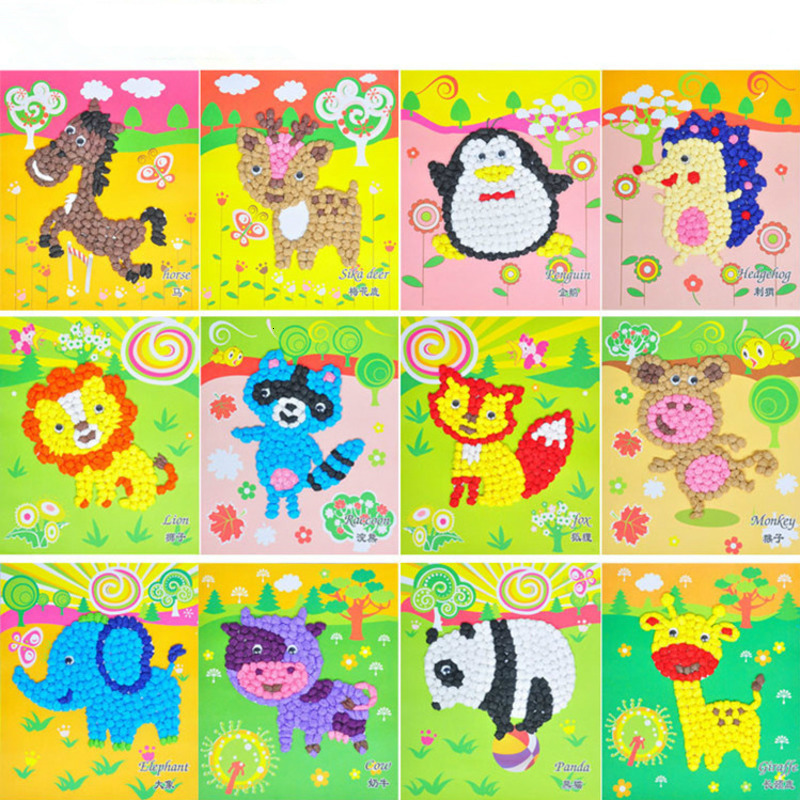 Child Toy DIY Hairball Sticky Paper Painting Kindergarten Toy Material Package Children Toy Toys Girl Crafts