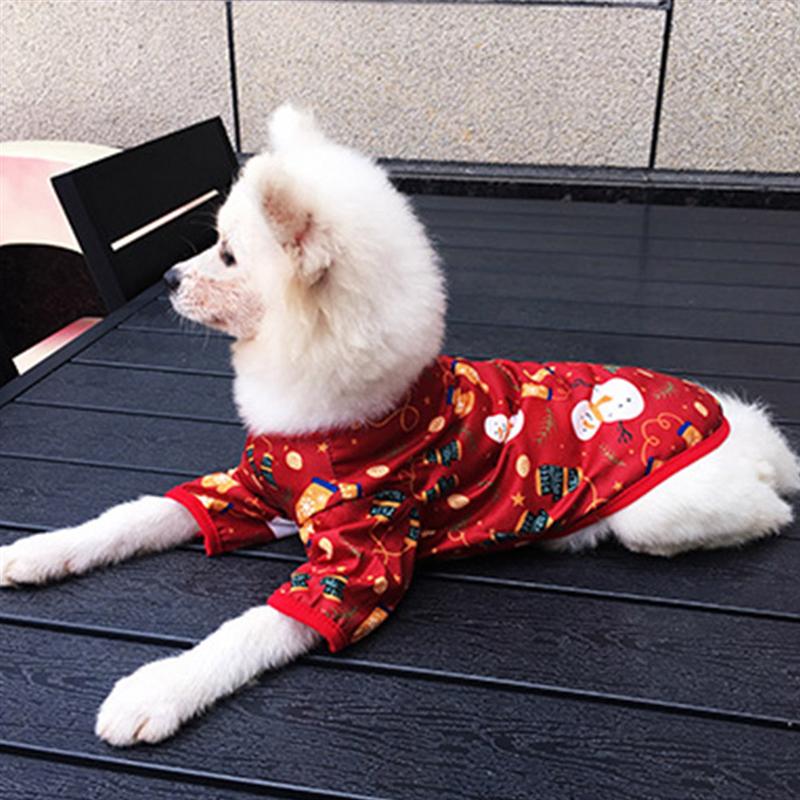 Snowman Pattern Pet Coat Dog Christmas Clothes Adorable Pet Party Outfit