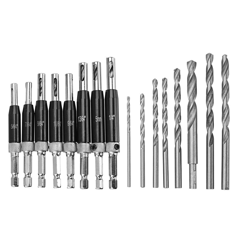 8pcs 16pcs Self Centering Door Hinges Drill Bit Hole Puncher Woodworking Reaming Tool Countersink Drill Bit - 8#: B