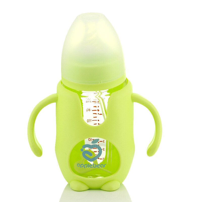 240ml baby fodringsflaske specialfoder flaske forsvar flatulens bred mund børn flasker skal silikone: Grøn