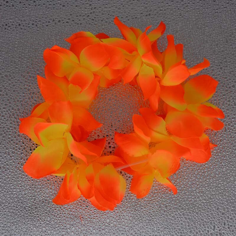 1 st hawaiianska konstgjorda blommor leis krans halsband krans självhäftande klänning hawaii strandfest dekoration påsk: Orange huvud leis