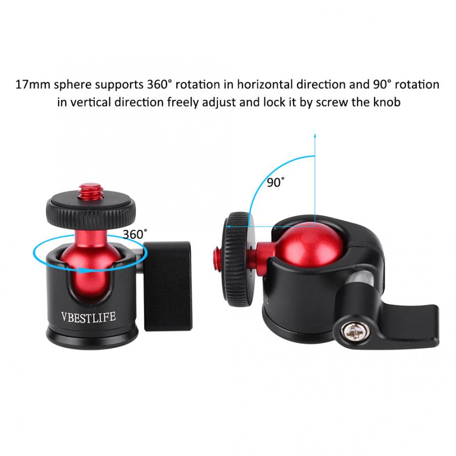 Metall 360 Grad Swivel Mini Ball Kopf 1/4 "Schraube Halterung für DSLR Kamera Füllen Licht Mini Ball Kopf