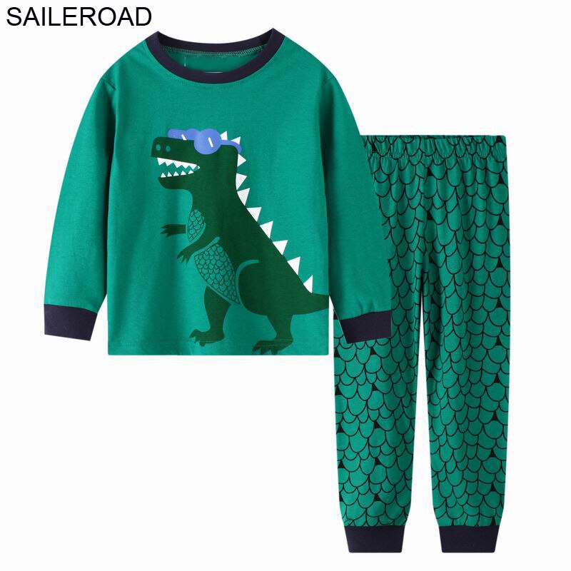 Saileroad Kids Katoenen Pyjama Dinosaurus Print Baby Winter Pyjama Voor Slijtage Slaapkamer Jongen Pijama Set Sleeper Kinderen Pyjama: 9001 same picture / 3T