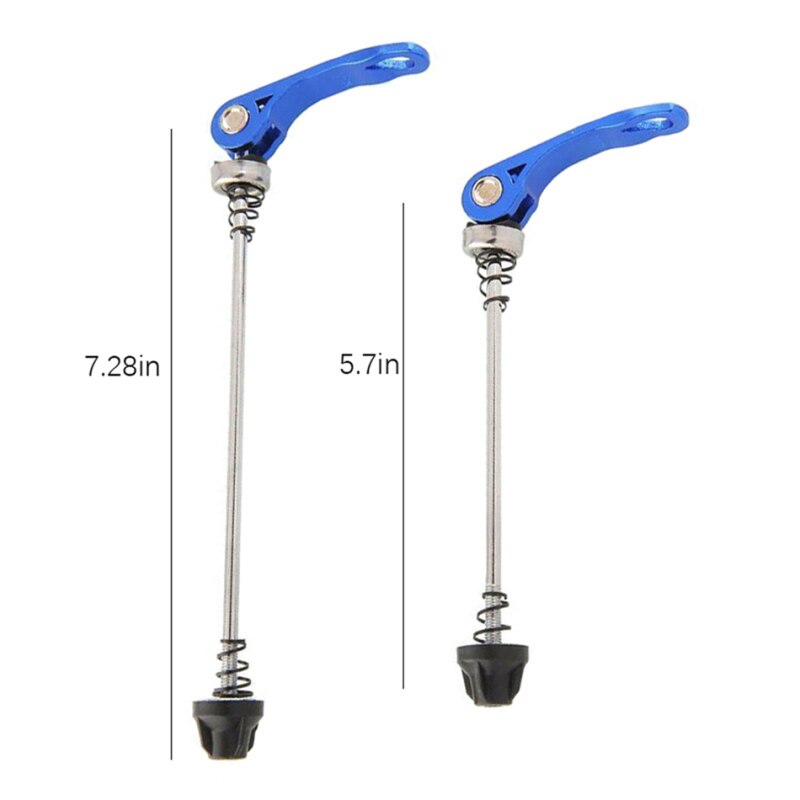 Durable Aluminium Alloy Road Bike Axis Skewers Ultralight MTB Bicycle Quick Release Front 145mm Rear 185mm Wheel Hub Skewers: Blauw