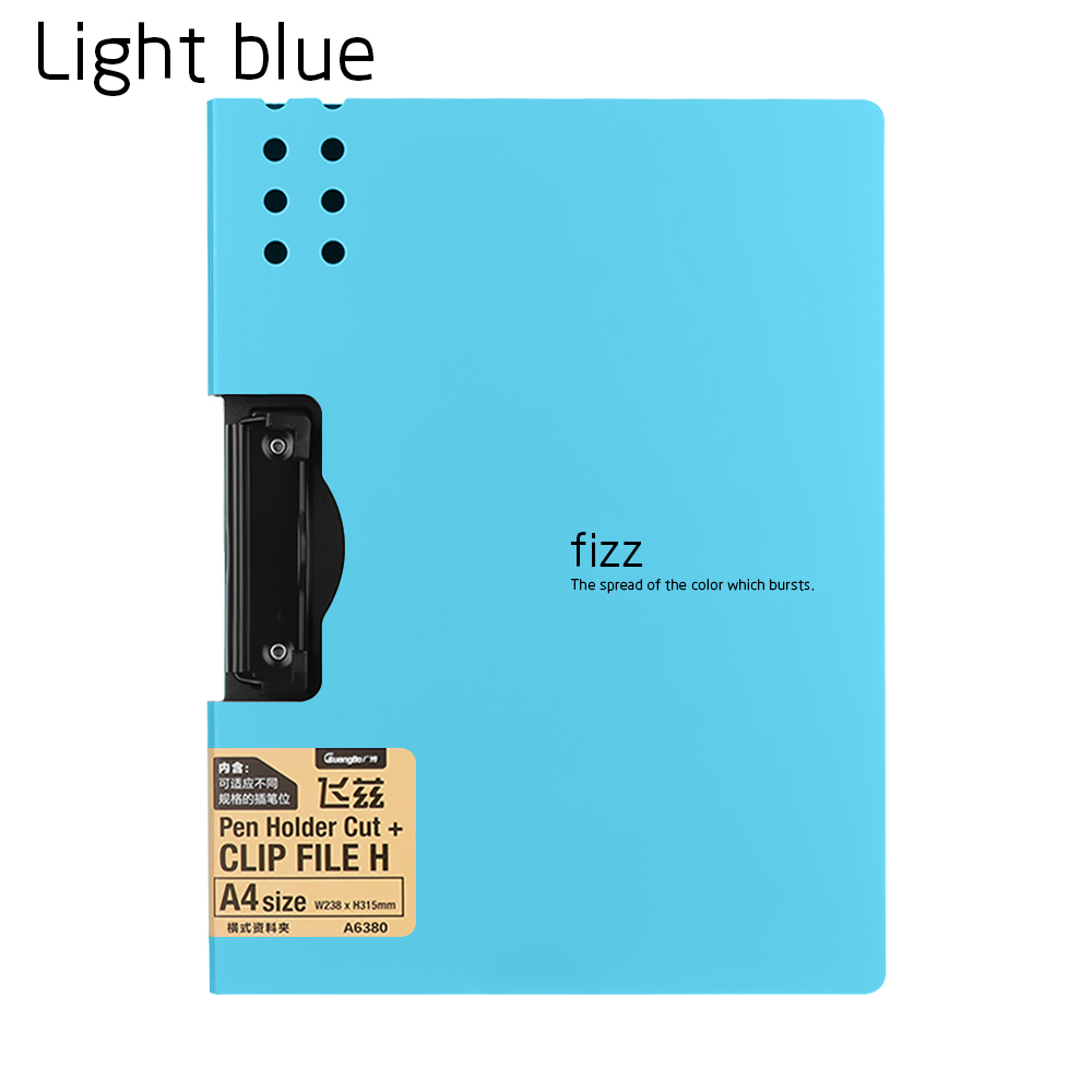 1 PC Horizontal A4 File Folder Matte Texture Portable Pad Writing Board Office Metting File Pocket Stationery School Supplies: light blue