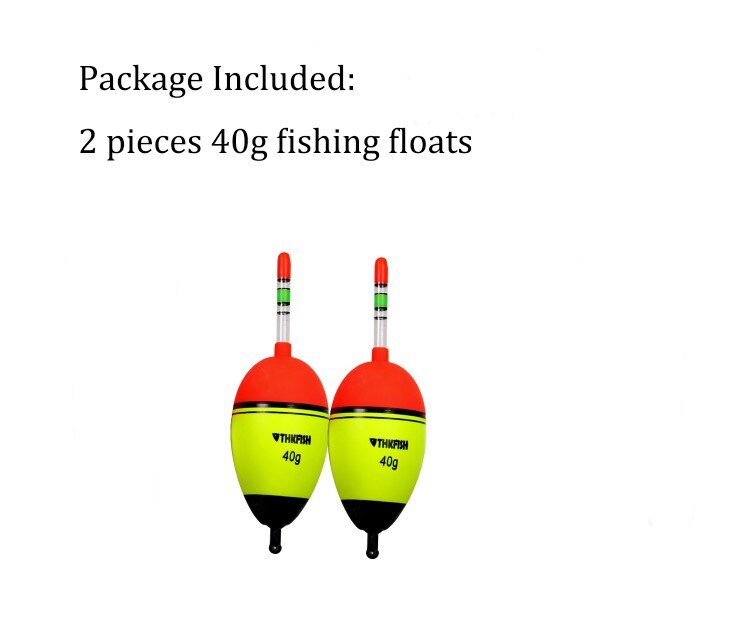 Flotador de pesca nocturno, 2 uds., 5g, 15g, 30g, 40g, EVA, flotadores de iluminación para pesca nocturna: 2pcs 40g