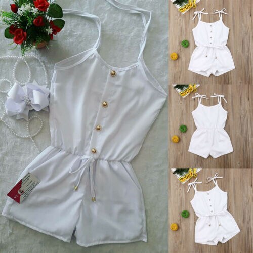 Newborn White Romper Baby Boy Girl Sleeveless Romper Playsuit Jumpsuit Outfit Summer Toddler Baby Clothes