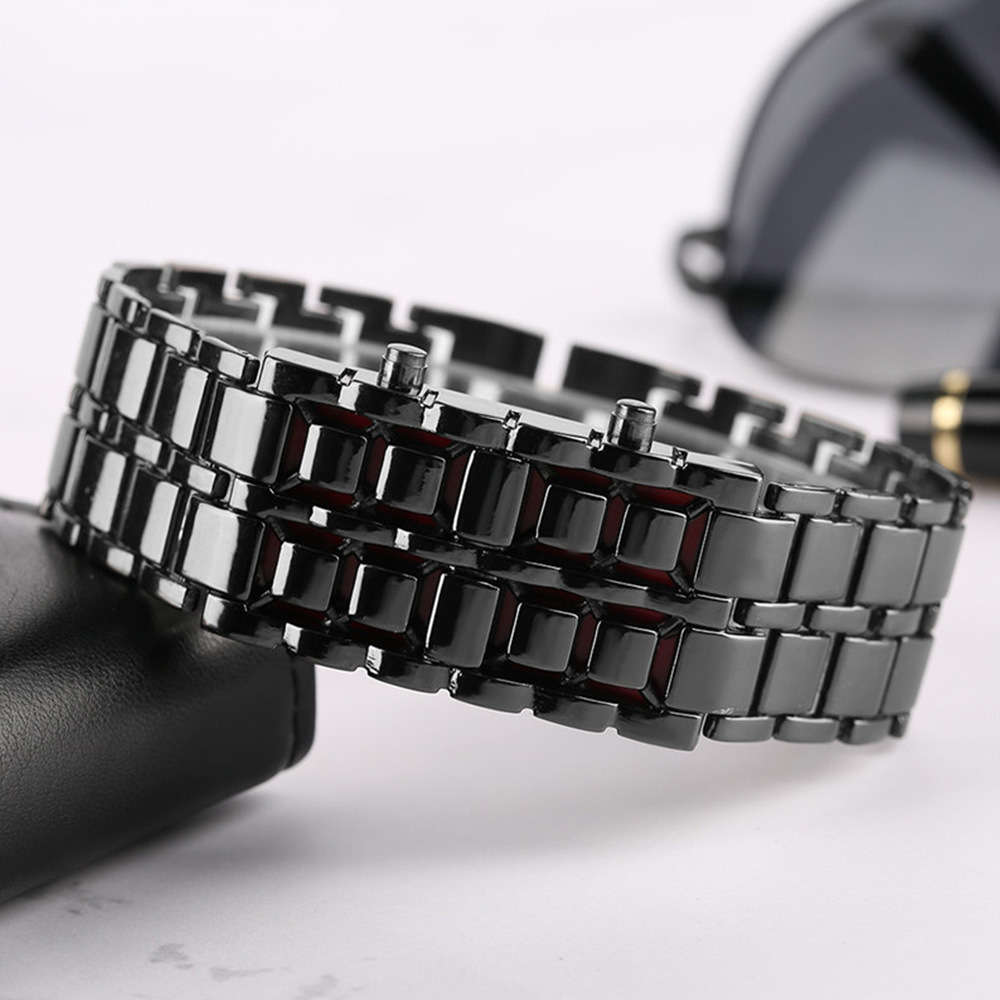 Led Lava Horloge Steel Man Horloges Verkoop Mode Digitale Polshorloges Voor Mannen Elektronisch Horloge Relogios Masculino