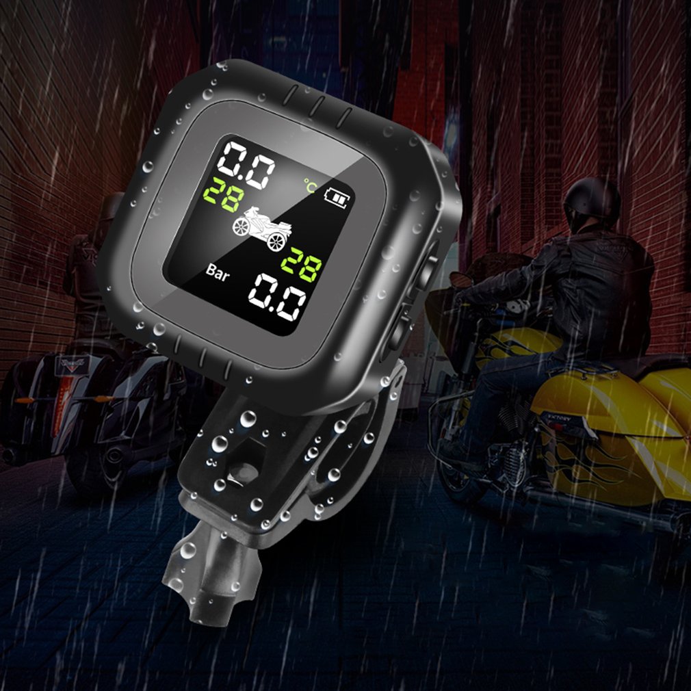 Waterproof Motorcycle Real Time Tire Pressure Monitoring System TPMS Wireless External Sensors Tire Detection Monitor