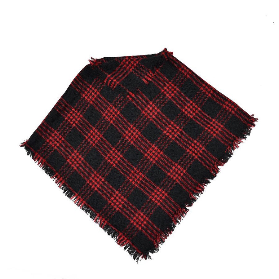 Enfants bébé Cape châle fille hiver automne vêtements classique Plais gland Cape châle enfant en bas âge enfants écharpe Cape de noël manteau châle: Red and Black