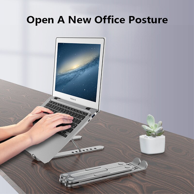 Foldable Adjustable Aluminum Laptop Tablet Stand Portable Desktop Holder Mounts 7-speed Height Adjustment Laptop Stand