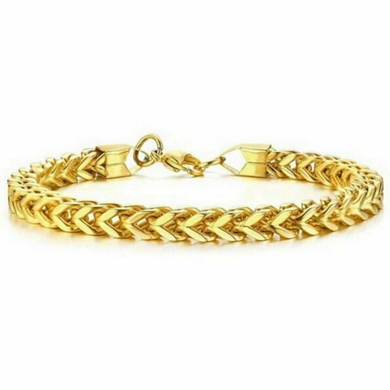 Pulsera de los hombres de acero inoxidable de buena para hombre pulsera hombres de cadena de serpiente en la mano del hombre pulseras de cadena: GD
