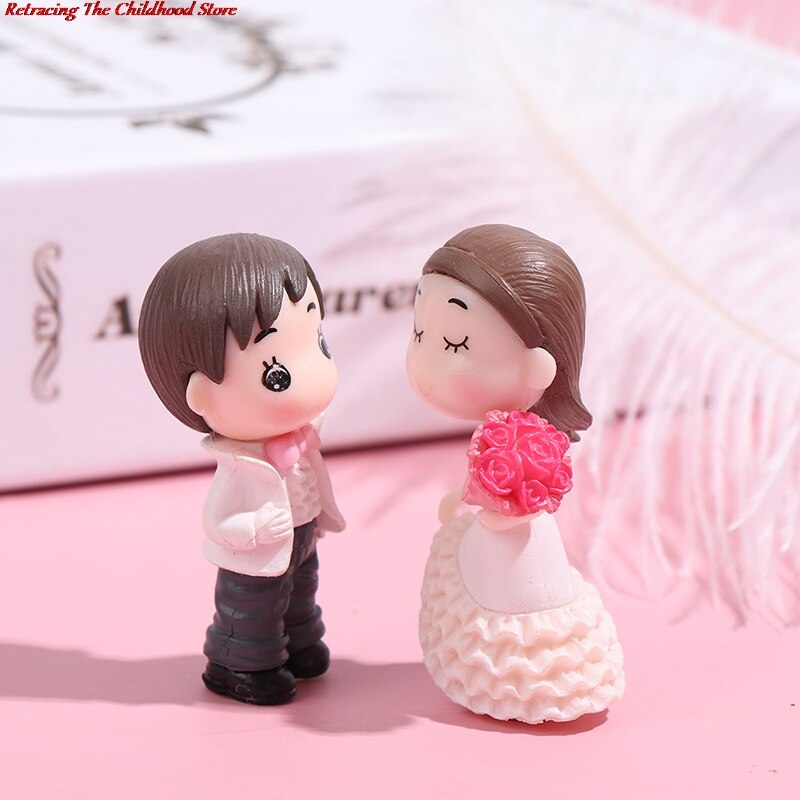 1 Pair Resin Fairy Garden Couples Figurines Wedding Miniature Lovers Home Decor