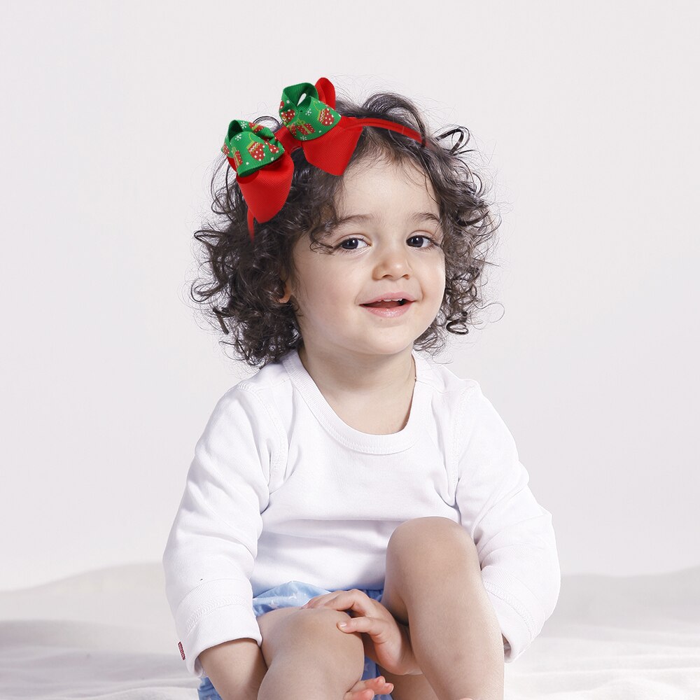 Lazos navideños para el cabello oaoeer, bandas para el pelo con estampado de doble capa, diademas para niñas, niños, encantadores accesorios navideños para cabello
