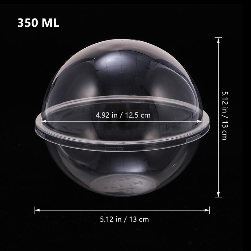 10pcs Transparent Plastic Cake Container Ball Shape Cake Container Portable Mousse Ball Round Cake Container 350ml Style