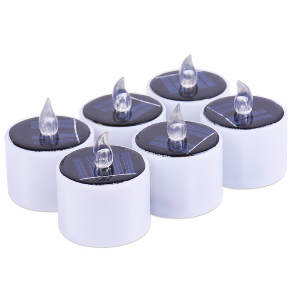 1pc 5.2*5.9cm zonne-led kaarslicht op zonne-energie, elektronische led kaars op batterij, bruiloftsdecoratie, romantisch warm wit theelichtje