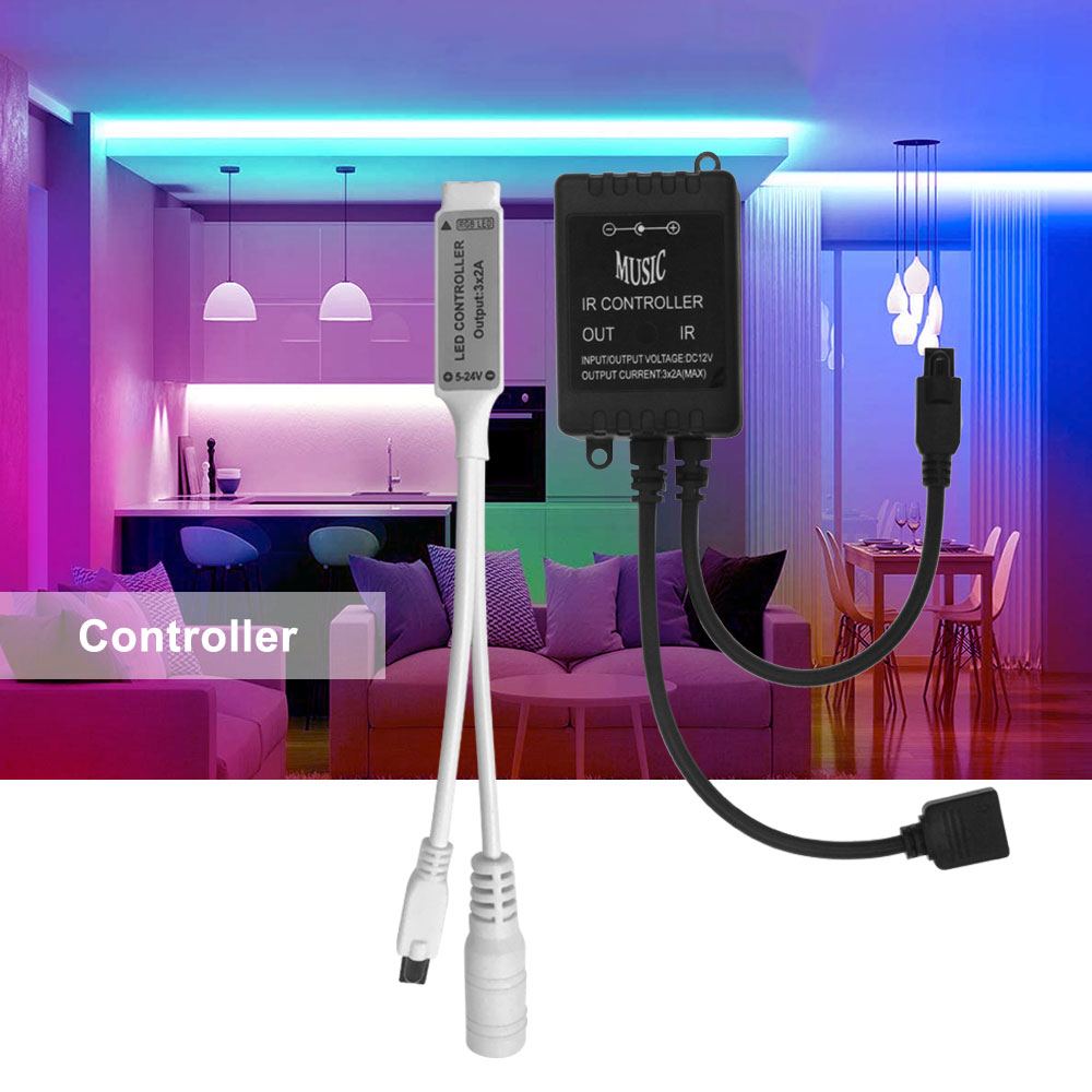 RGB Control Box 12V Music IR Controller 44 Keys Remote Control Plastic RGB Controller LED Dimmer for LED Strip Connector