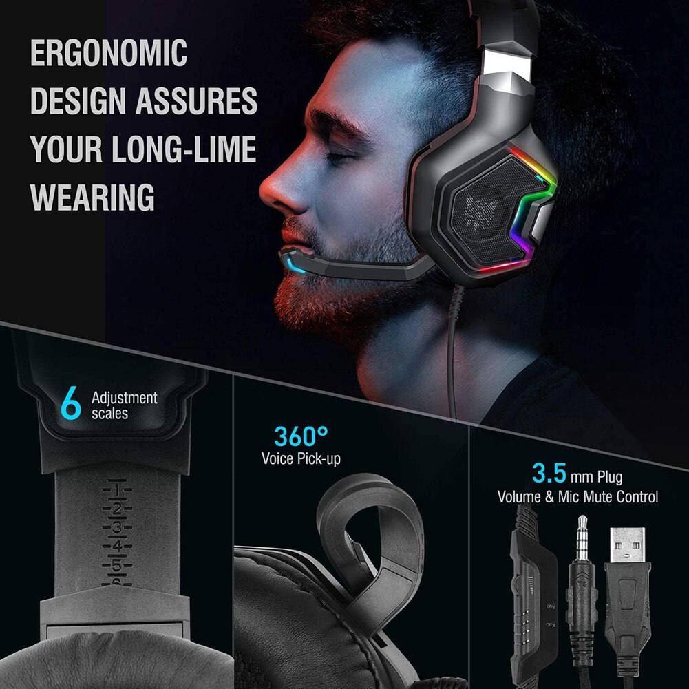 K10 pro wired gaming fones de ouvido rgb música fone de ouvido com microfone