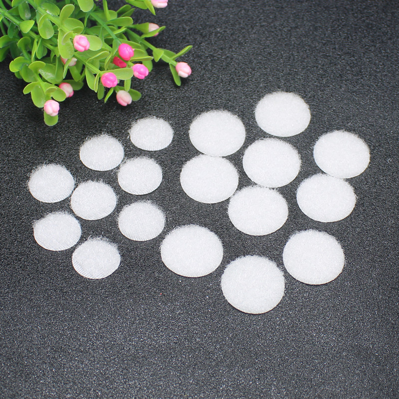 100 Pairs White 15/20mm Sew Clothing With Nylon Buckle Magic Sticker Double Sided Hooks Loops DIY Sewing Button Sewing Bags
