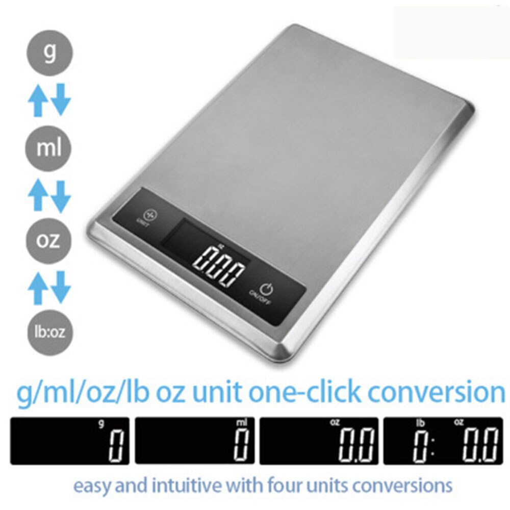 Bluetooth Smart Kitchen Electronic Scale Waterproof Gram Scale Stainless Steel Baking Scale Nutrition Scale Food Weighing 5KG/1g