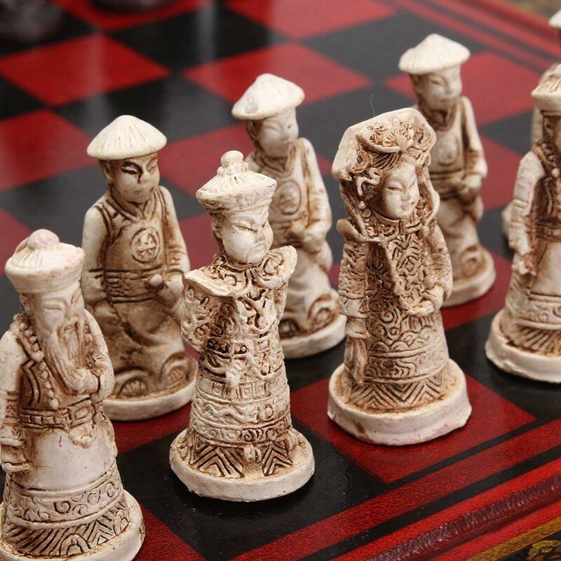32 stk / sæt træbord skak kinesiske skakspil harpiks vintage samleobjekter skakmand julefødselsdag premium enter