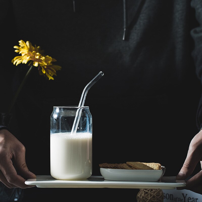 Bicchiere di vetro creativo bicchiere di vetro borosilicato durevole bicchieri con cannuccia forma di tè succo di latte tazza di caffè bicchiere di vino tazza di bevanda
