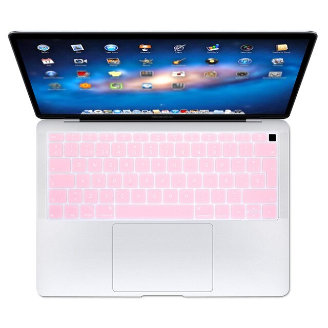 Spaans Eu Teclado Keyboard Protector Cover Beschermende Huid Voor Apple Macbook Air 13 13.3 Inch A1932 Touch id: Solid pink
