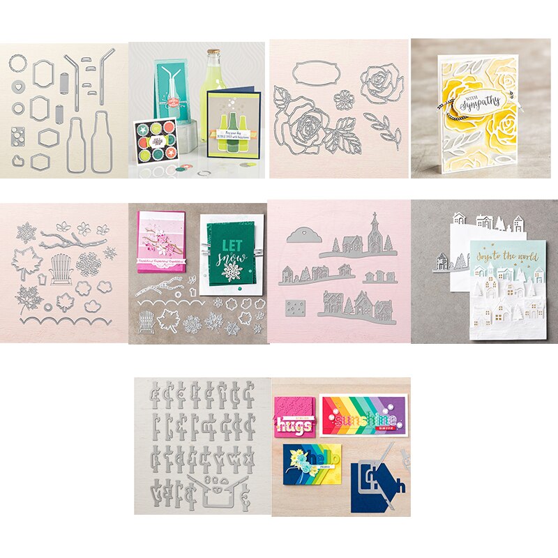 Circle Oval Rectangle Polygon Frames Set Metal Cutting Dies for DIY Scrapbooking Embossing Cards Craft Making 20A