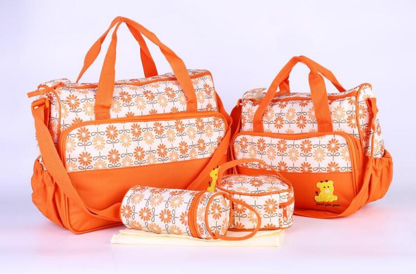 FIVE pcs multi-function Mummy bag set,large capacity mother bag baby travel bag,bear embroidery