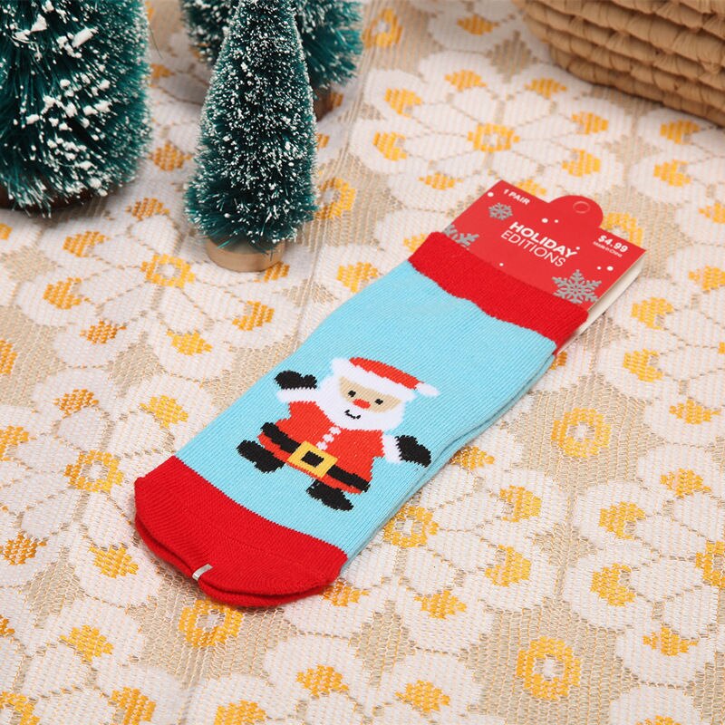Noël bébé enfants unisexe chaussettes rouge bleu coton hiver noël bas chaussettes enfants noël chaussettes