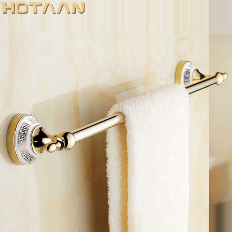 Toallero de estilo Retro montado en la pared, accesorios de baño, HYT-11896-G, 60cm, superficie dorada