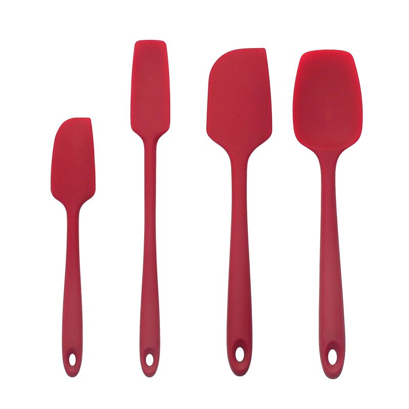 Hoge Hittebestendig Premium Siliconen Spatel Set, Naadloze , Non-stick Met Roestvrij Stalen Kern, koken/Bakken Gebruiksvoorwerp: Red Set of 4