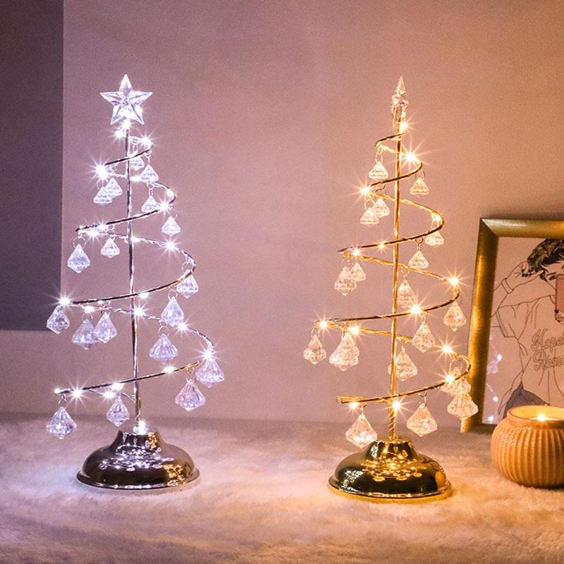 led christmas light crystal christmas tree light room bedroom christmas decoration table lamp girl heart copper wire night light