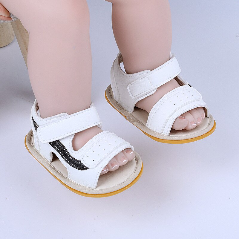 Recién Nacido bebé niña Zapatos niño Zapatos Chatos para niños pequeños sandalias de suela de goma suave Anti-Slip verano PU de cuero de cuna primeros zapatos de andar