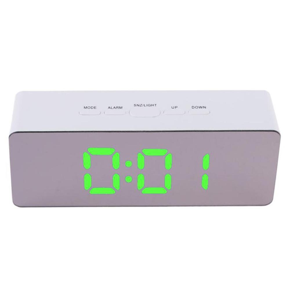 LED Mirror Alarm Clock Digital Snooze Table Clock Wake Up Light Electronic Large Time Temperature Display Home Decoration Clock: E