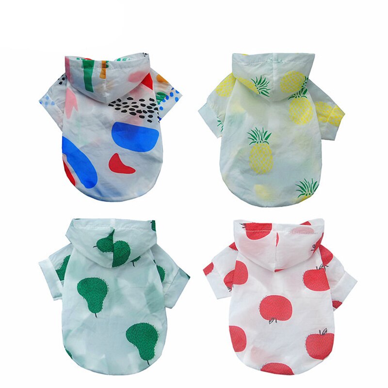 Dog Raincoat Sun-proof Clothing Summer Sun Protection Hoodie Small Dog Clothes Print Poncho For Small Medium Pets Puppy Cat