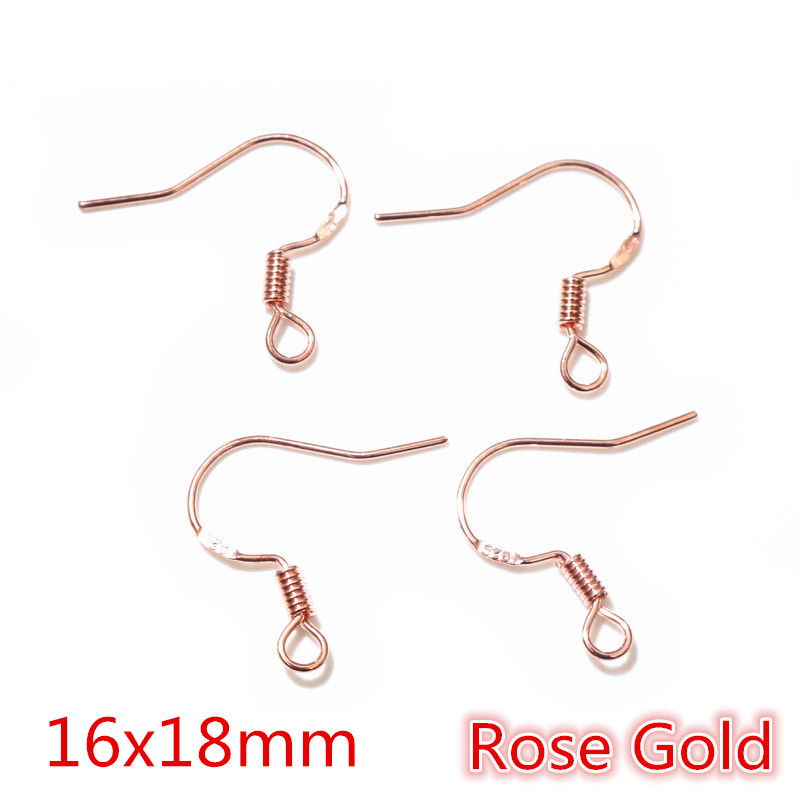 50 Uds. De 2 estilos, 925 de plata esterlina, pendientes de oro de rodio, ganchos, accesorios para hacer joyas: Gris