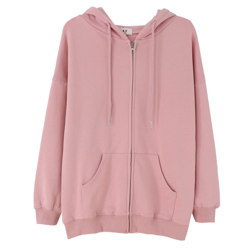 Hettegensere sweatshirts med glidelås for kvinner, løs bomullsglidelås i koreansk stil, uformell hettejakke høst