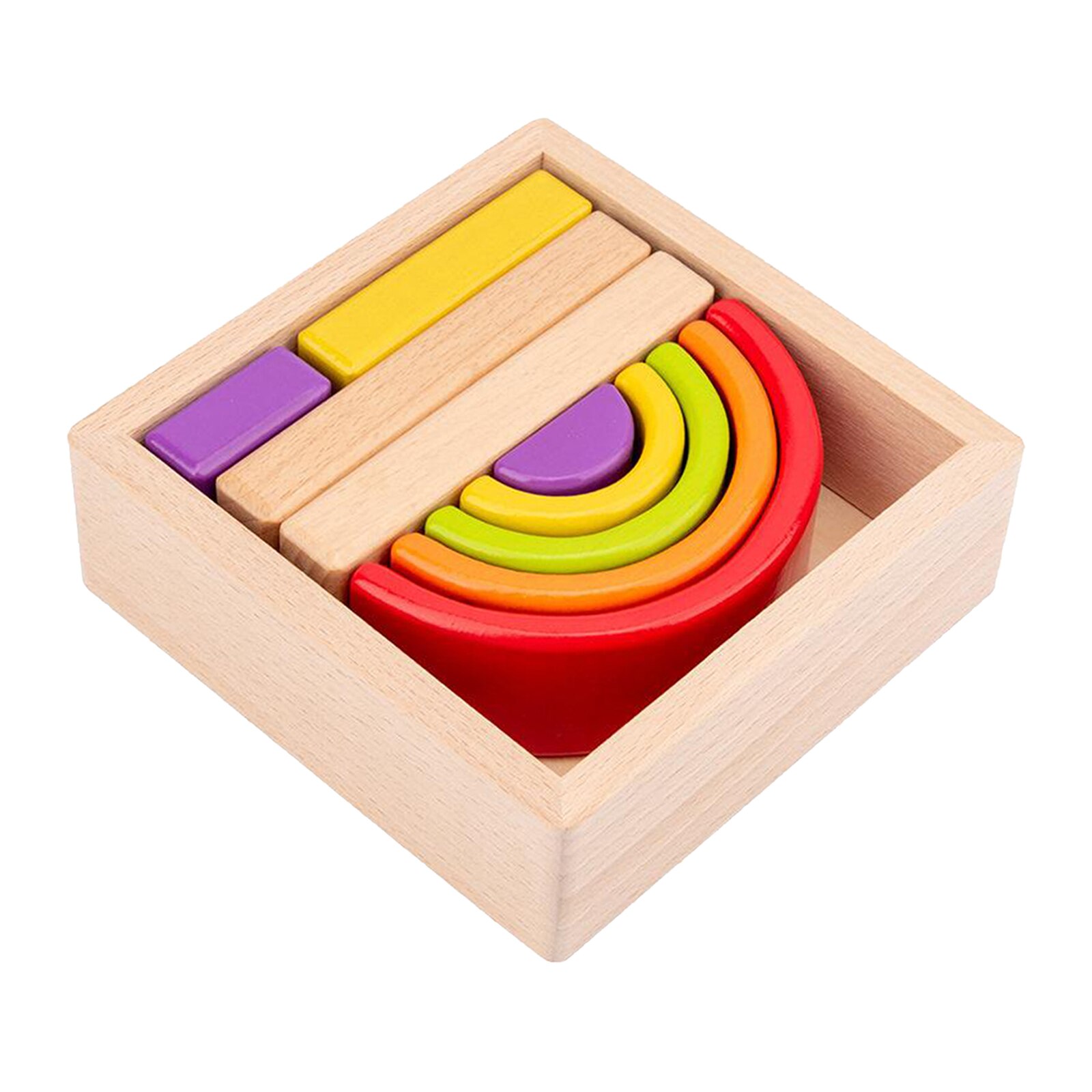 Holz Blöcke Bau Gebäude Spielzeug Eingestellt Stapeln Ziegel Bord Spiele 9 Stück, lagerung Kasten 14,3x14,3x4,5 cm