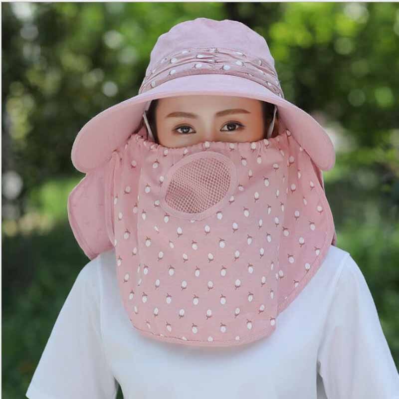 Ploermin beschermkap zomer zonnehoeden dames nek gezicht zonnebrandcrème brede rand ademend vissershoed zonnemasker pet buiten