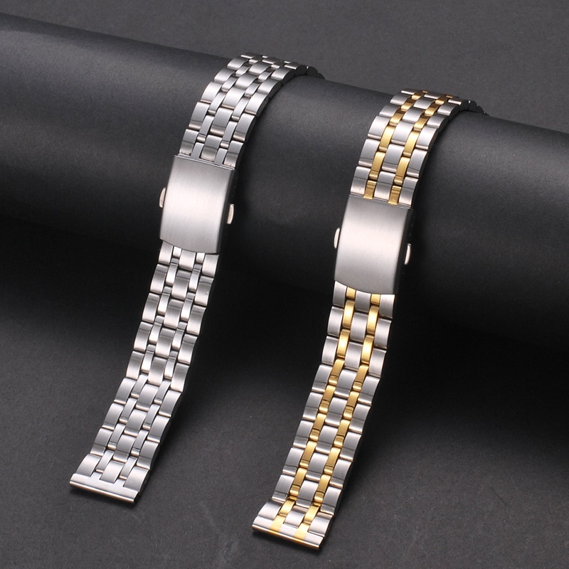 18Mm 20Mm 22Mm Goud Zilver Rose Goud Roestvrij Stalen Horloge Band Strap Metalen Armbanden Voor Mannen Vrouwen horloges Horlogeband