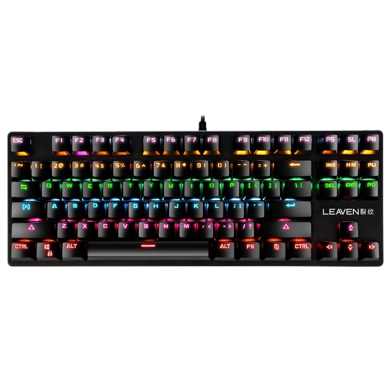 Mechanical Gaming Keyboard & Mouse Set, 87 Keys, Seven Colors RGB USB