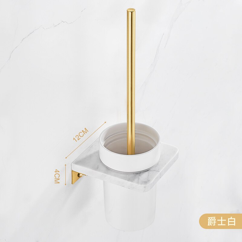 Licht Luxe Marmeren Wc Borstel Houder Zwart Wassen Wc Borstel Badkamer Lange Handvat Borstel Marmer Toiletborstel Basis: white