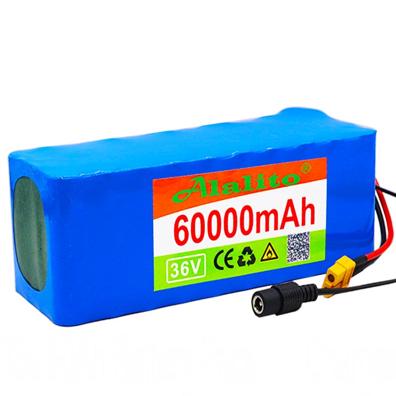 36V battery 10S4P 60Ah battery pack 500W high power battery 42V 60000mAh Ebike electric bicycle BMS with xt60 plug