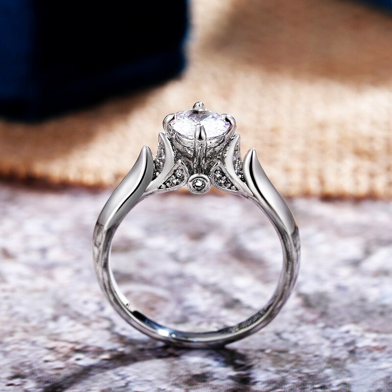 Luxe Cz Ring Delicate Bloem Ring Vrouwen Rose Goud Kleur Glanzende Zirconia Party Dagelijks Wearable Meisje Stijlvolle Sieraden
