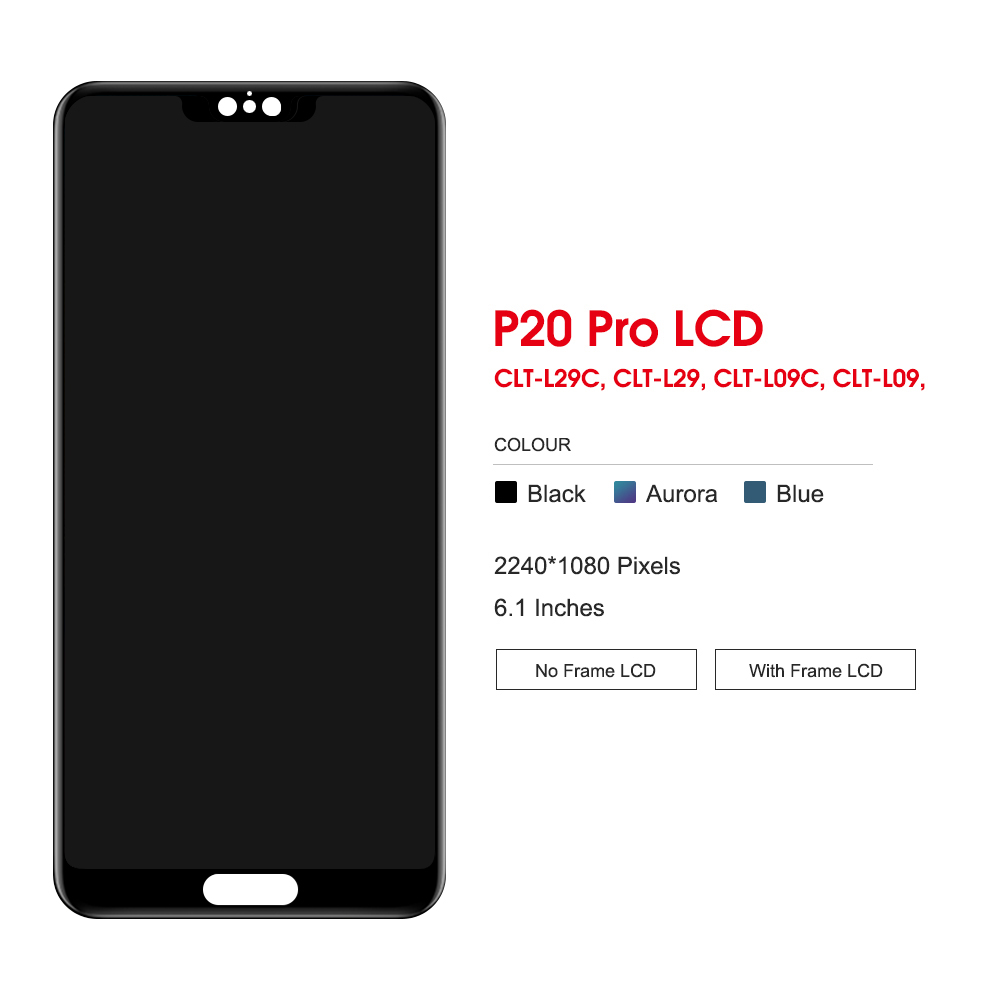Pantalla de 6,1 pulgadas para Huawei P20 Pro, marco de pantalla LCD, montaje de digitalizador con pantalla táctil para Huawei P20 Pro CLT-L09 CLT-L29 pantalla LCD