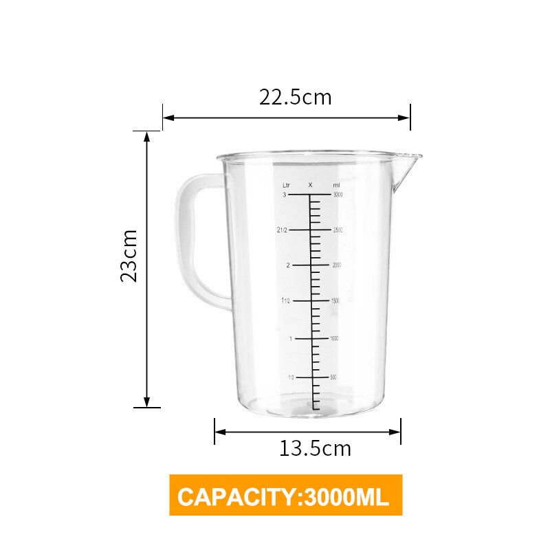 1pcs Measuring Cup Acrylic Handmade DIY Mixing Resin Tools Precision Graduated Kitchen Jug Pour Spout Baking Cooking Butter: 3000ML