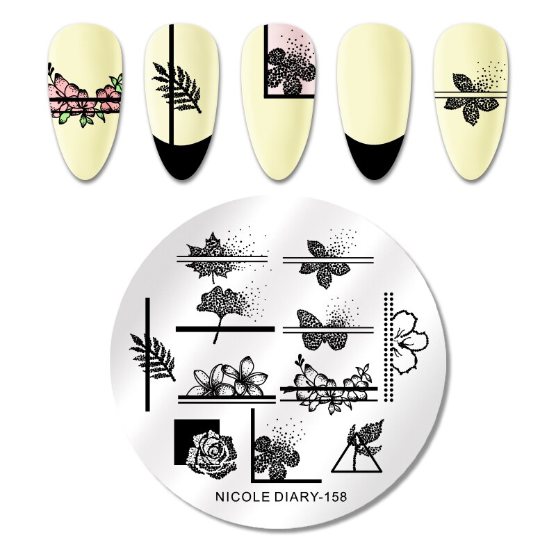 NICOLE DIARY Leopard Butterfly Nail Stamping Plates Tiger Nail Art Stamp Templates Stencils Flower Print Stamping Tool