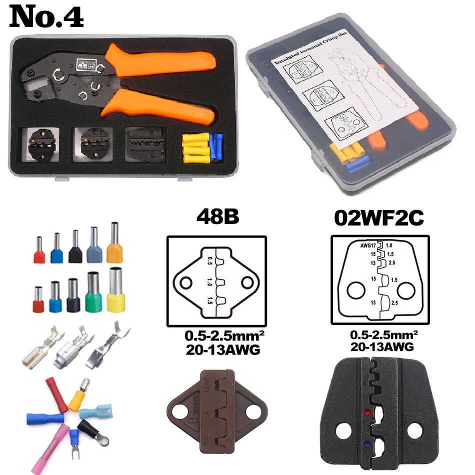 Insulated Terminals Crimper And Interchangeable Dies For Heat Shrinkable Connector Wire Crimping Tools Ratcheting 7Inch SN-02C: SN-0725